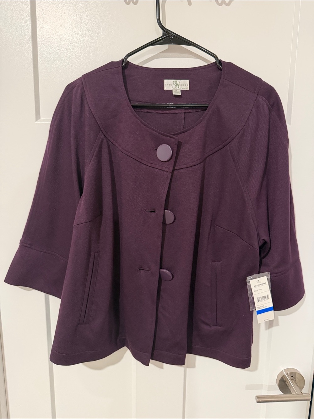 NWT Plum Three-Button Knit Jacket